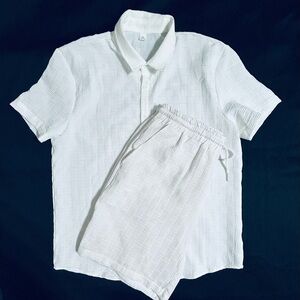 Men' Outfit 2-Piece Set Short Sleeve Button Down Shirts and Shorts Set